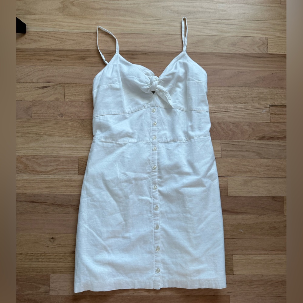 Abercrombie & Fitch White Linen Tie-Front Mini Dress